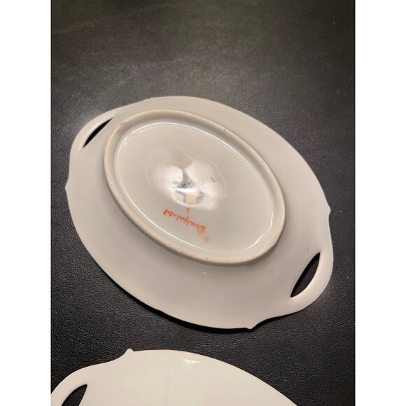 Bavarian China Two Handled Porcelain Rose Dishes - Picture 5 of 6